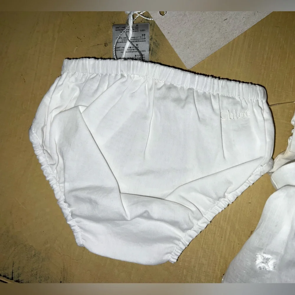 Chloé White Dress with Crystal Accents and Panty
